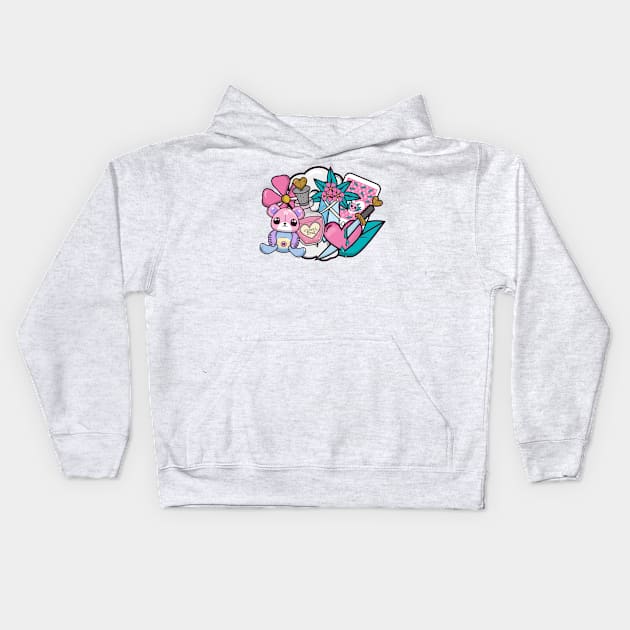 Cute but psycho pastel doodles dark background Kids Hoodie by disturbingwonderland